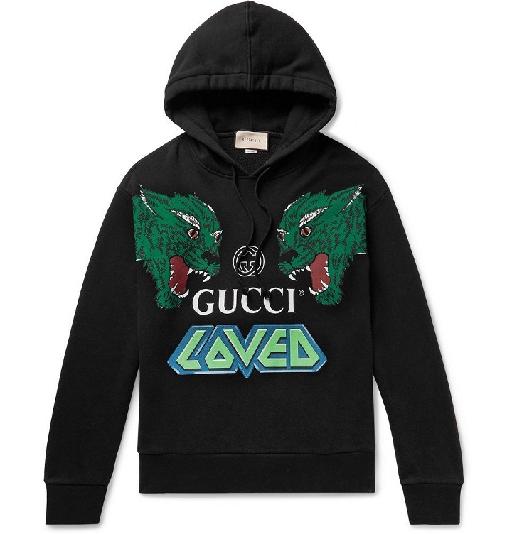 Photo: Gucci - Oversized Printed Loopback Cotton-Jersey Hoodie - Men - Black