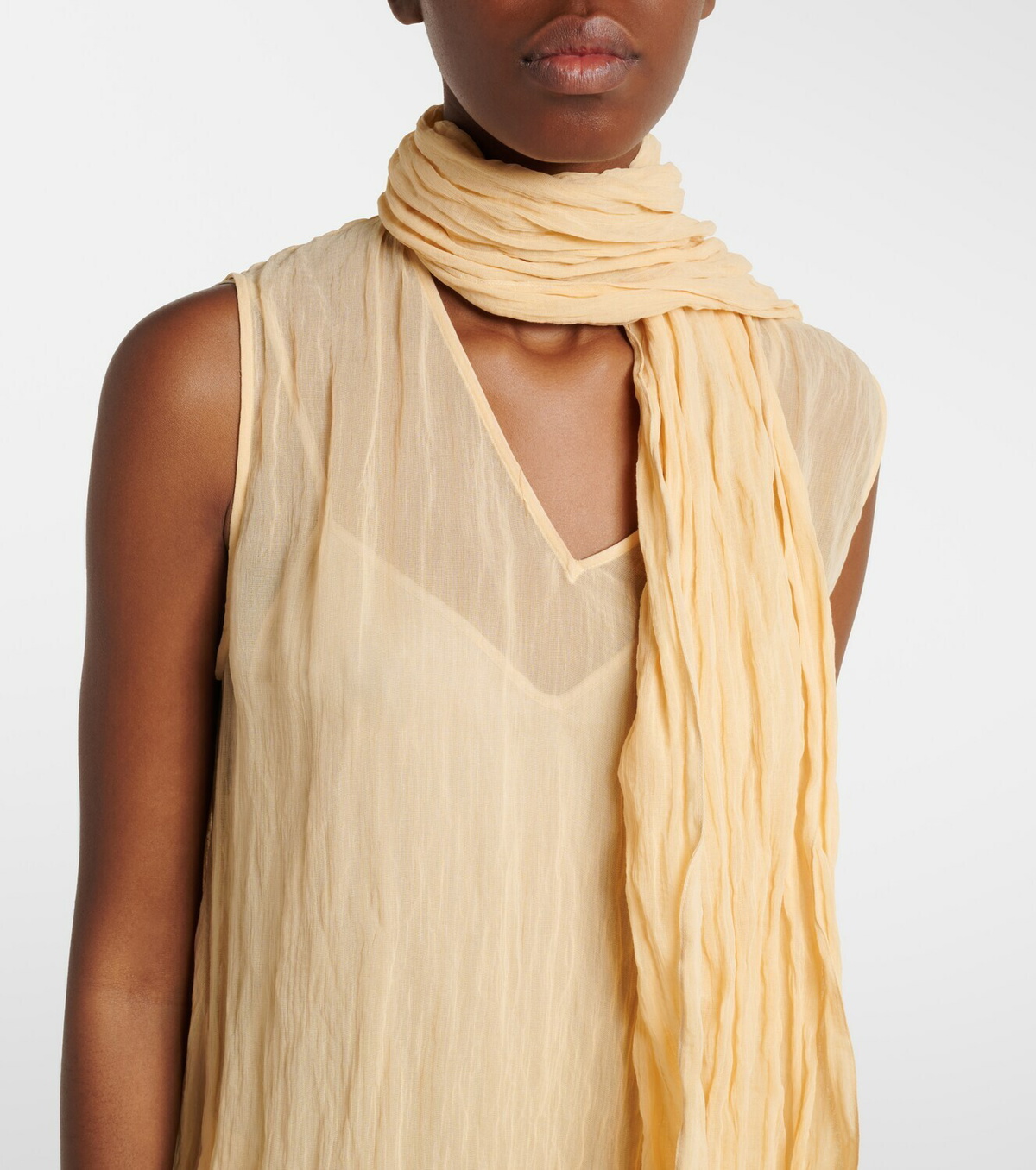Plan C Scarf-detail cotton-blend maxi dress
