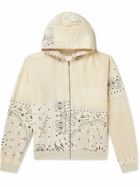 KAPITAL - Shell-Trimmed Printed Cotton-Jersey Zip-Up Hoodie - Neutrals