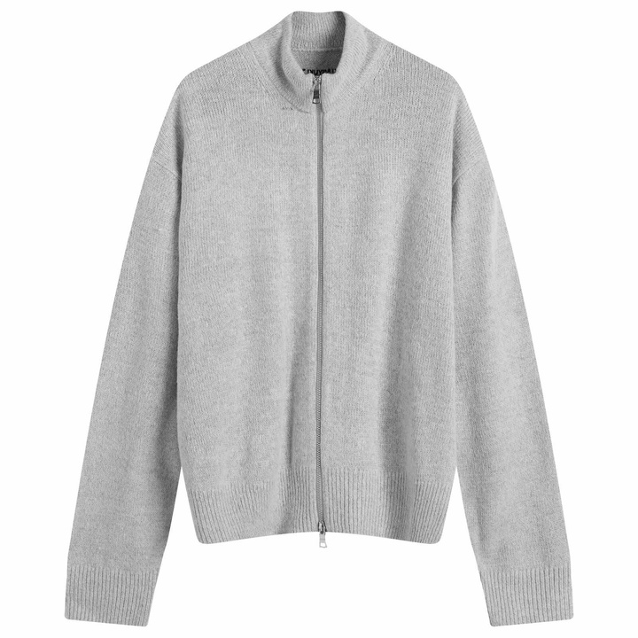 Photo: MKI Men's Mohair Blend Knit Track Jacket in Light Grey