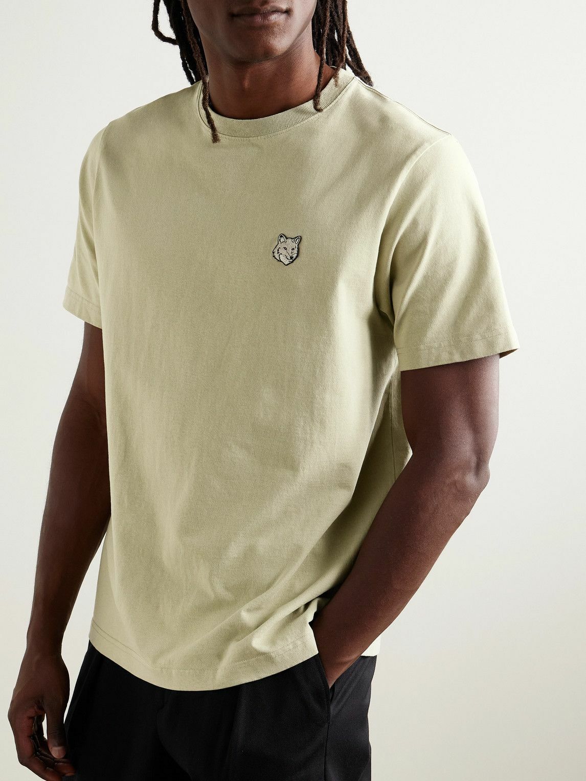 Maison Kitsuné - Logo-Appliquéd Cotton-Jersey T-Shirt - Green
