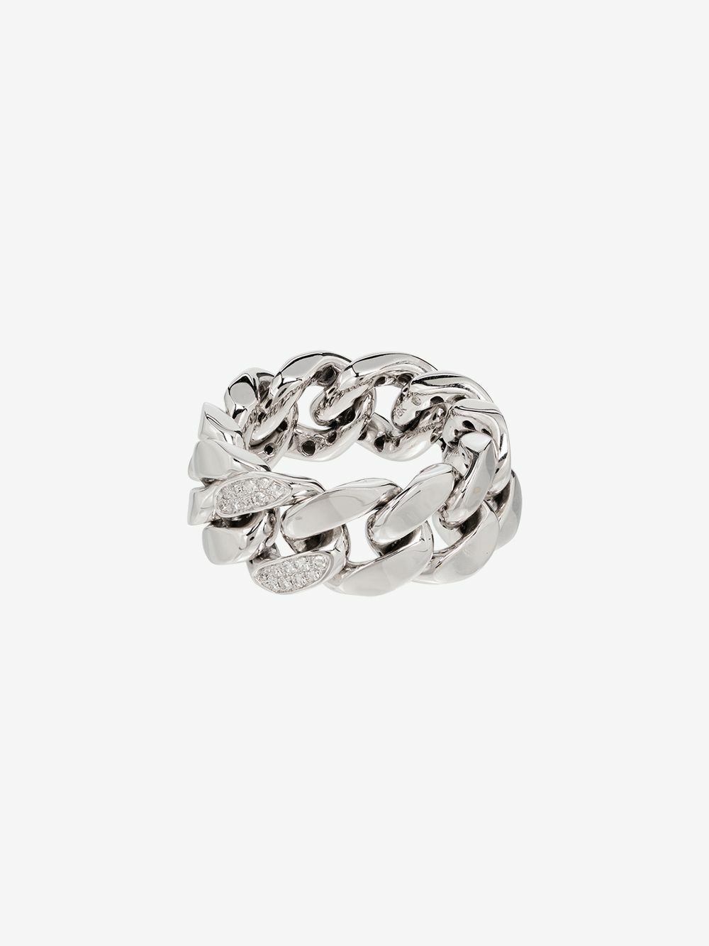SHAY 18K White Gold Pavé Diamond Link Ring