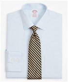 Brooks Brothers Men's Stretch Madison Relaxed-Fit Dress Shirt, Non-Iron Twill Ainsley Collar Micro-Check | Light Blue