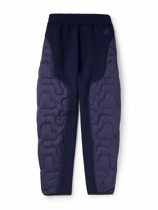 Photo: Moncler Genius - Salehe Bembury Cropped Tapered Padded Shell and Cotton-Jersey Sweatpants - Blue