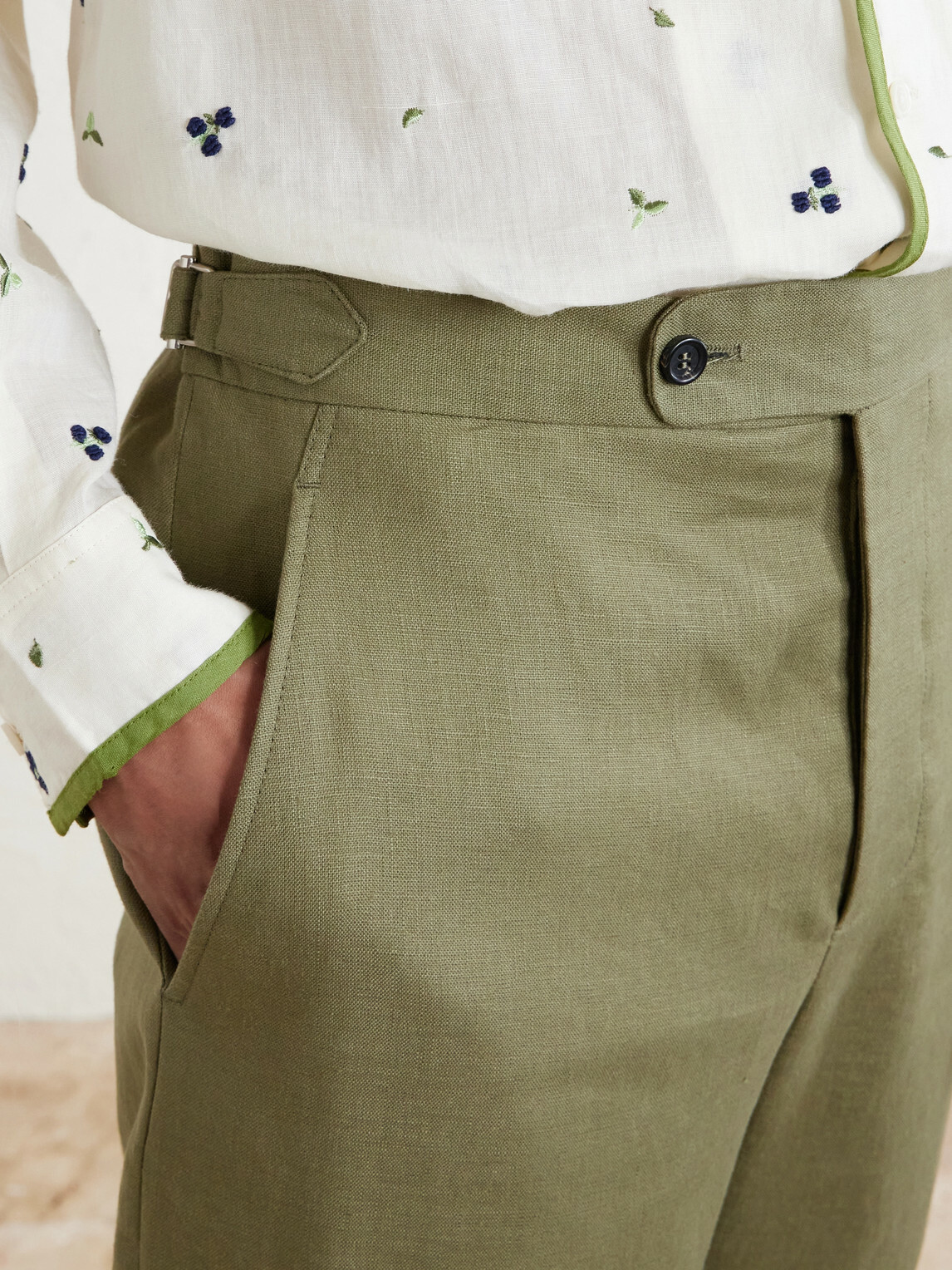 BODE - Straight-Leg Linen Trousers - Green