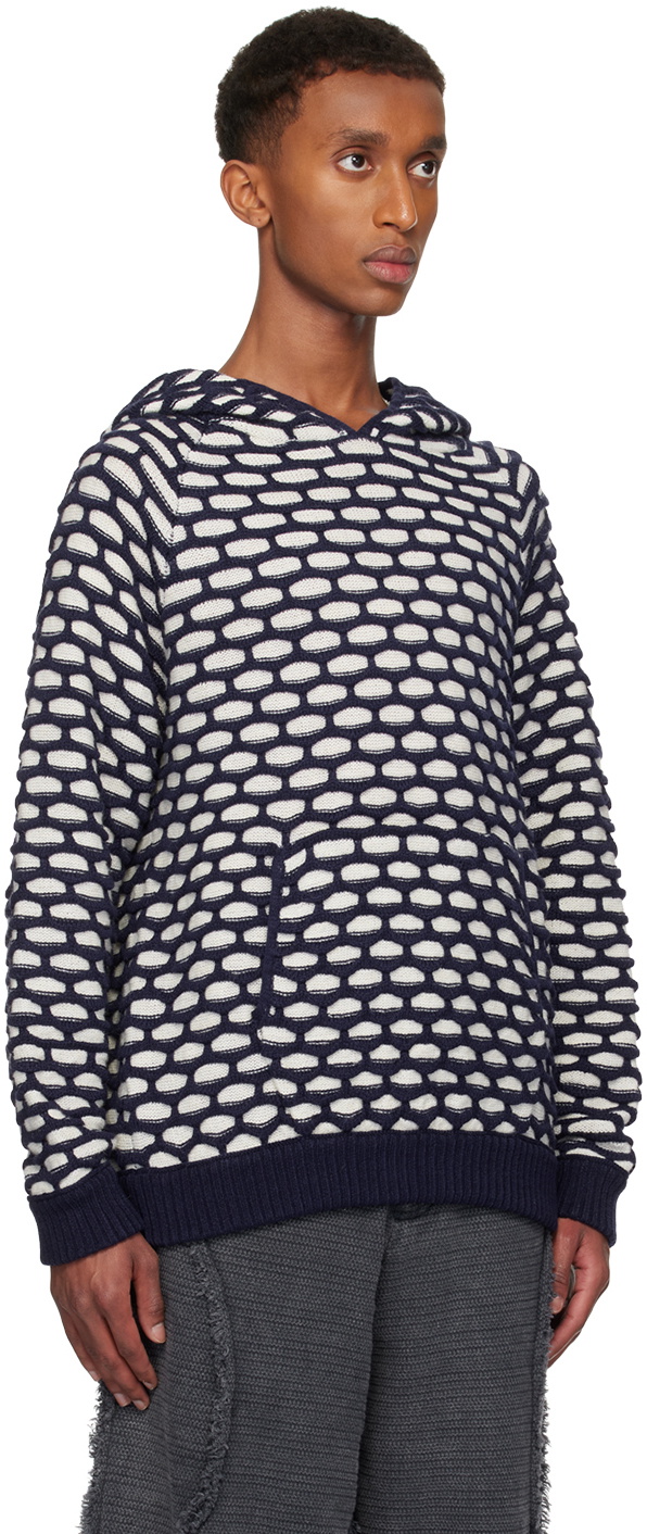 Isa Boulder Blue & White Hexagon Hoodie