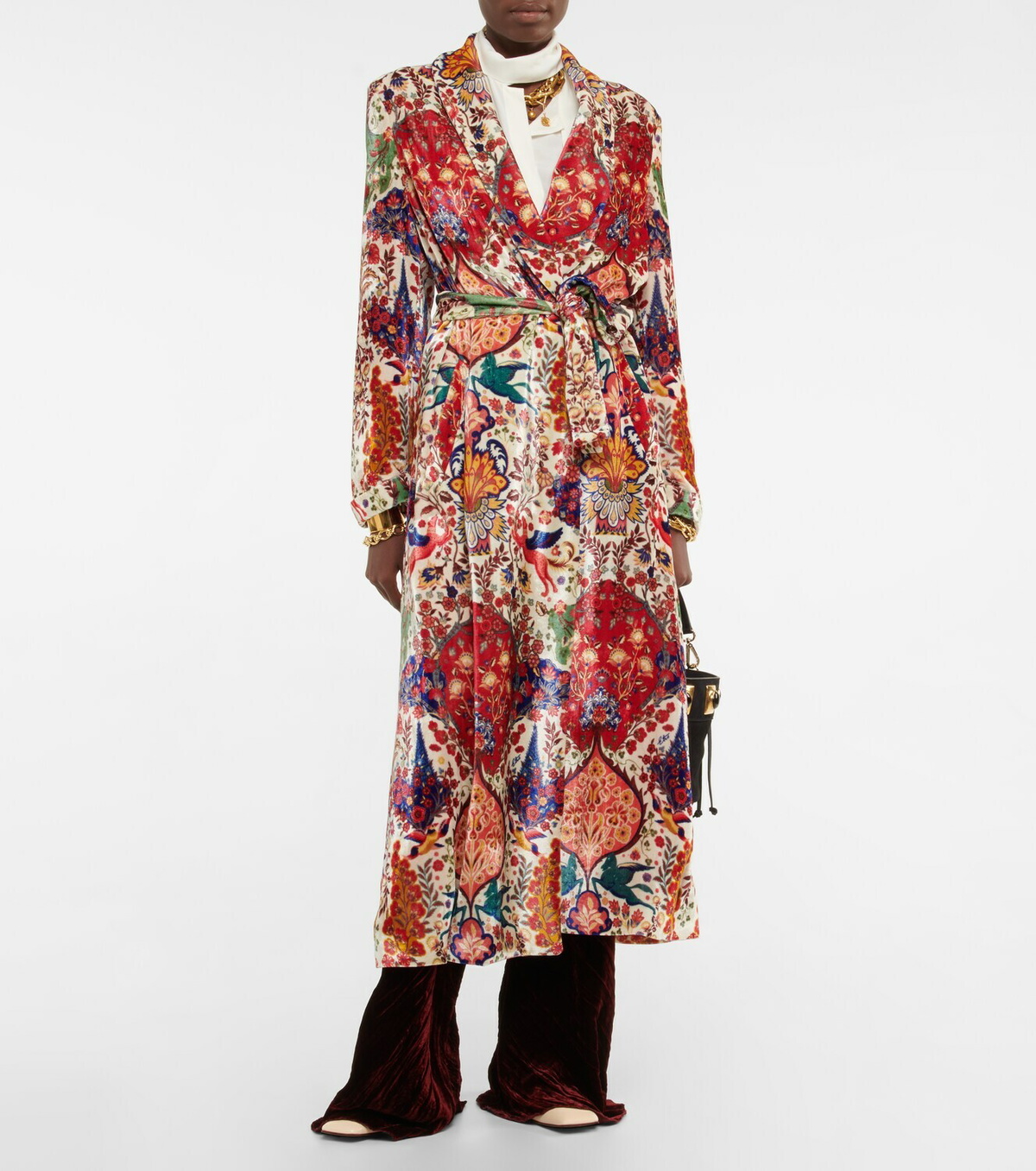 Floral Velvet Robe Coat