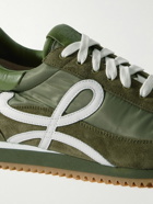 LOEWE - Flow Runner Leather-Trimmed Brushed-Suede and Nylon Sneakers - Green