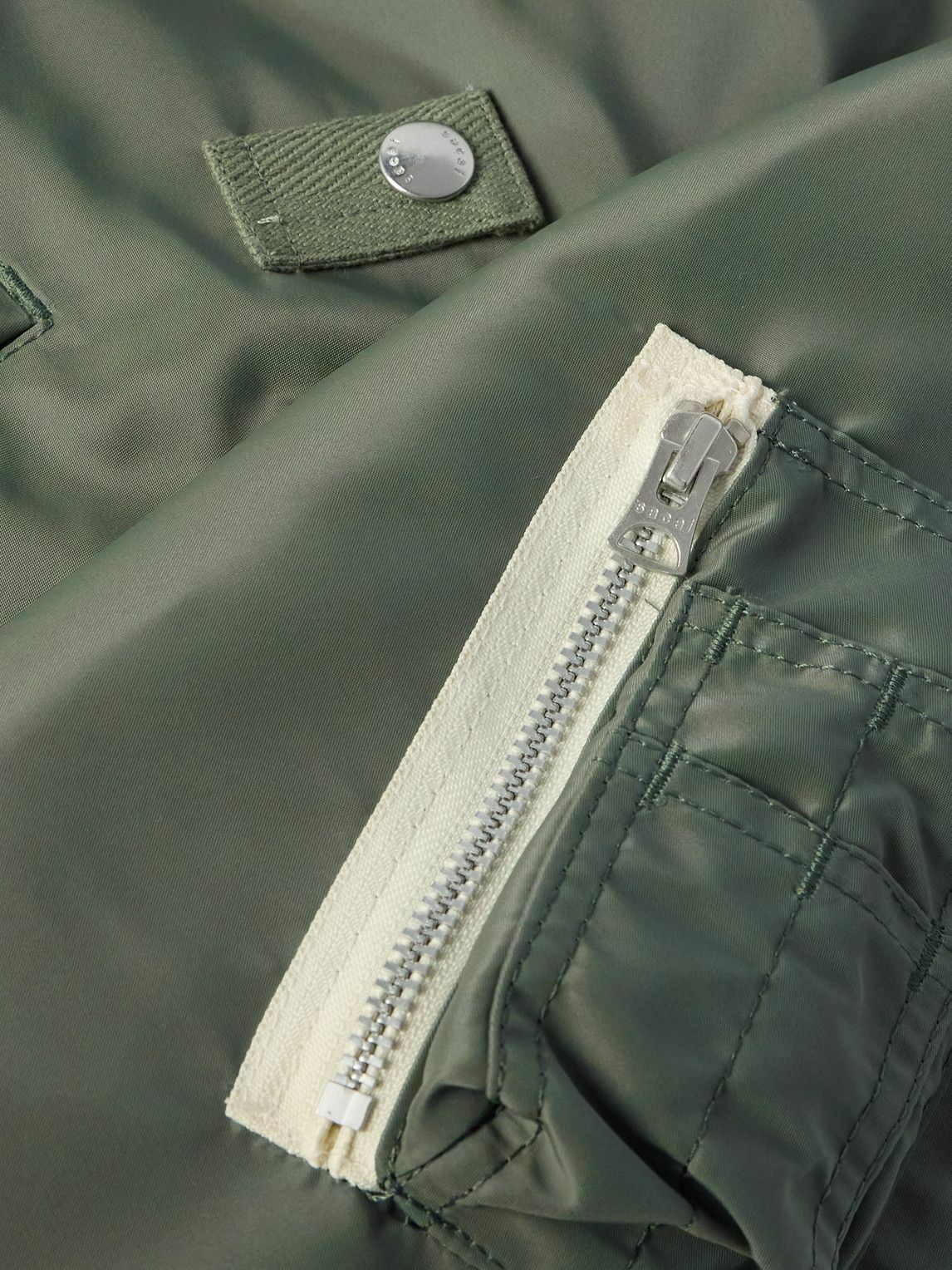 Sacai - Layered Wool-Trimmed Twill and Fleece Bomber Jacket Sacai - Layered Wool-Trimmed Twill and Fleece Bomber Jacket