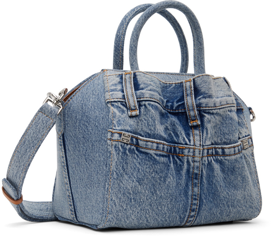 【送料&関税込】Givenchy Denim Mini Antigona Lock Handbag Mini Antigona Lock bag in washed denim in - medium blue