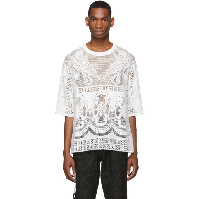 Photo: Dolce and Gabbana White Embroidered T-Shirt