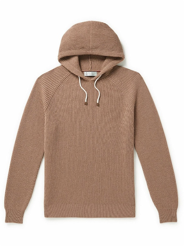 Photo: Brunello Cucinelli - Ribbed Cashmere Hoodie - Brown
