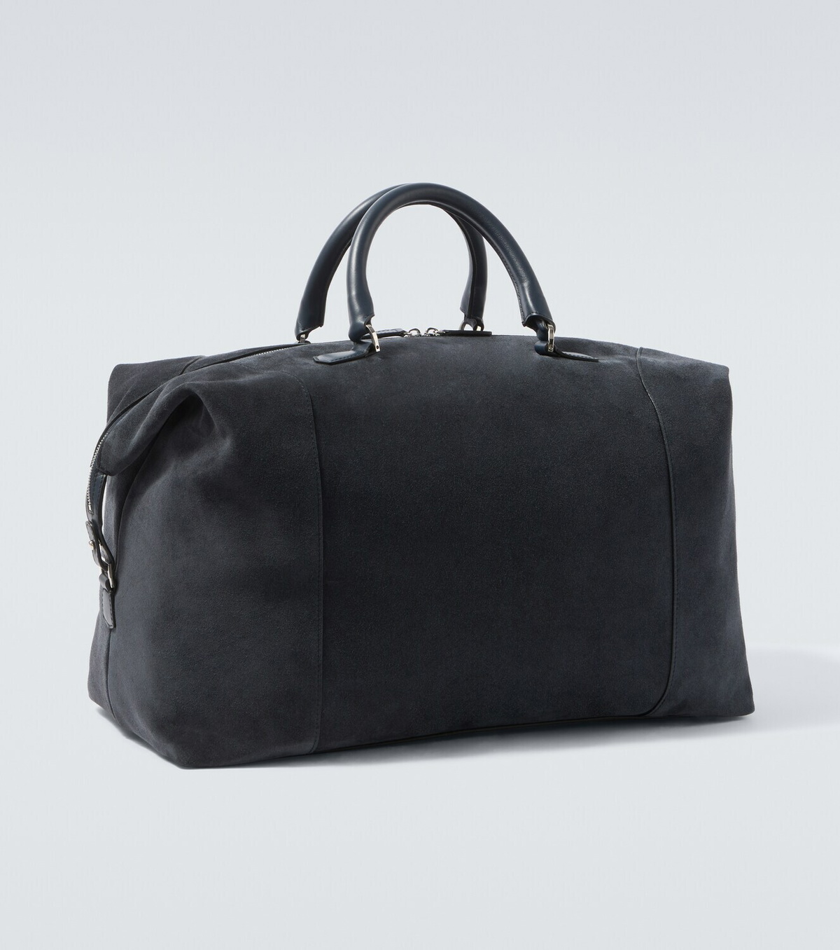 Kiton Leather-trimmed suede duffel bag