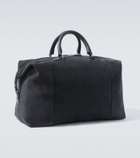 Kiton Leather-trimmed suede duffel bag