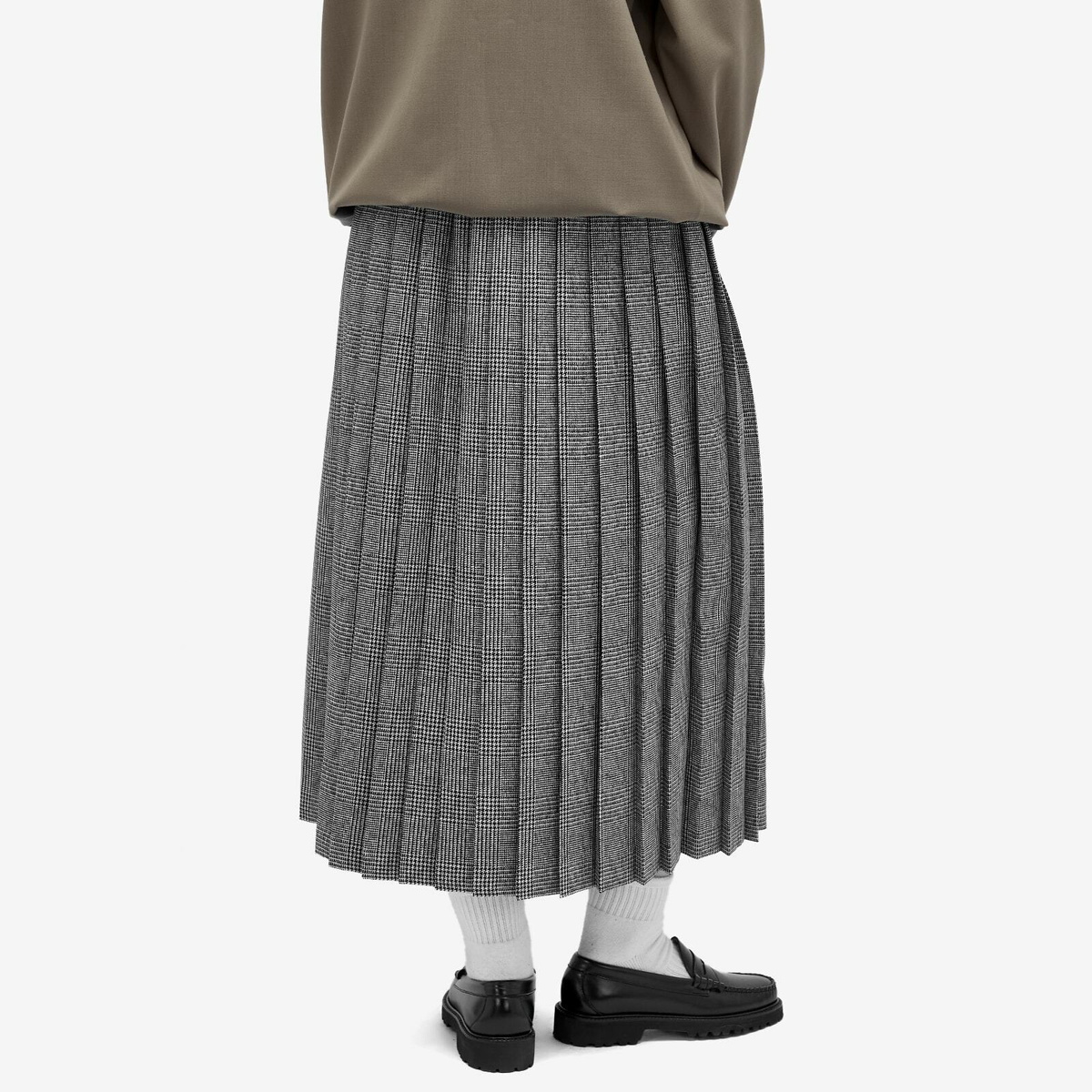 Beams Boy Women's Midi Kilt Skirt in Grey Chk