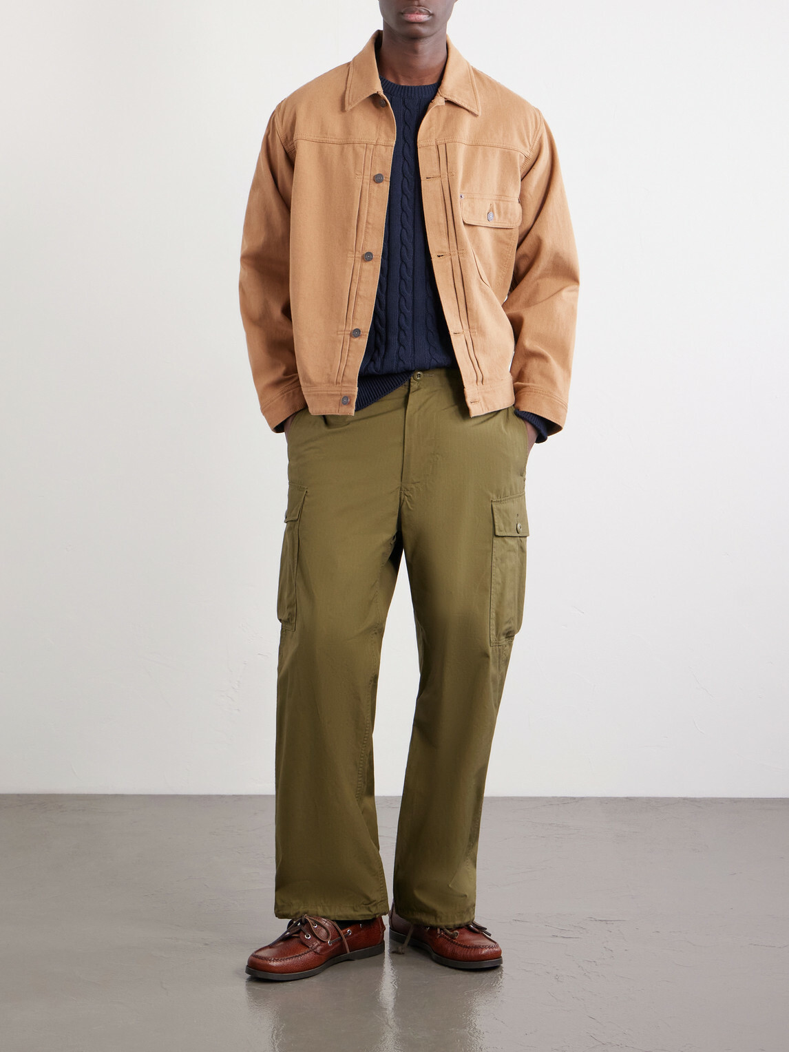 Beams Plus - Cable-Knit Cotton Sweater - Blue