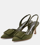 Manolo Blahnik Maysli suede slingback pumps