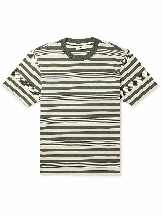 Photo: NN07 - Adam 3461 Striped Stretch Modal and Cotton-Blend Jersey T-Shirt - Green