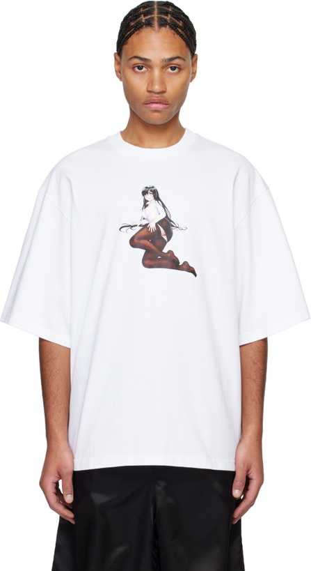 Photo: ABRA SSENSE Exclusive White Crewneck 'Office Girl' T-shirt