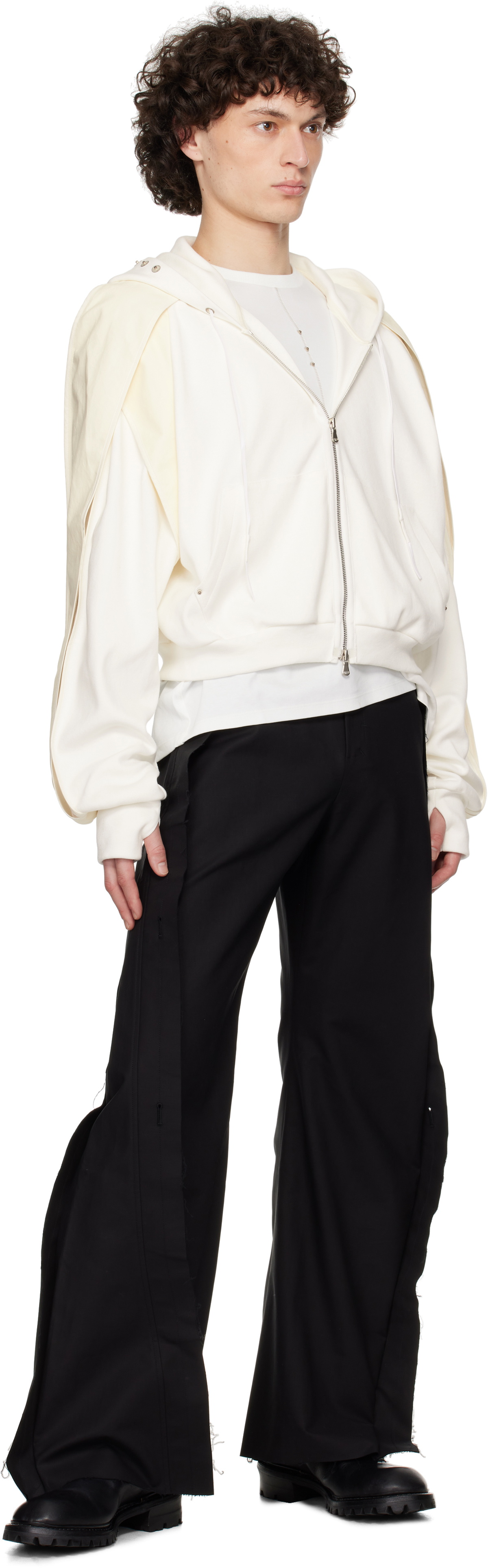 CARNET-ARCHIVE White Horseshoe Crab Zip-Up Hoodie