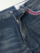 Neighborhood - Savage Wide-Leg Bead-Embellished Distressed Jeans - Blue