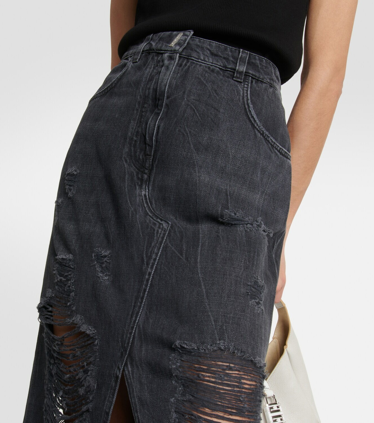 Givenchy Distressed denim midi skirt Givenchy