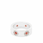 Hatton Labs Men's Daisy Ring in Silver/Red