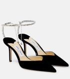 Jimmy Choo - Saeda 85 embellished velvet pumps