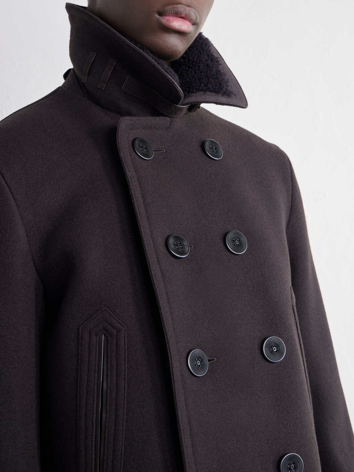 TOM FORD - Shearling and Leather-Trimmed Woven Wool-Blend Coat - Brown