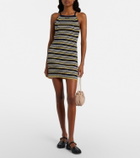 Miu Miu Striped open-back cotton-blend minidress
