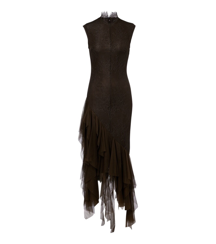 Photo: De La Vali Morwen tulle-trimmed lace cocktail dress