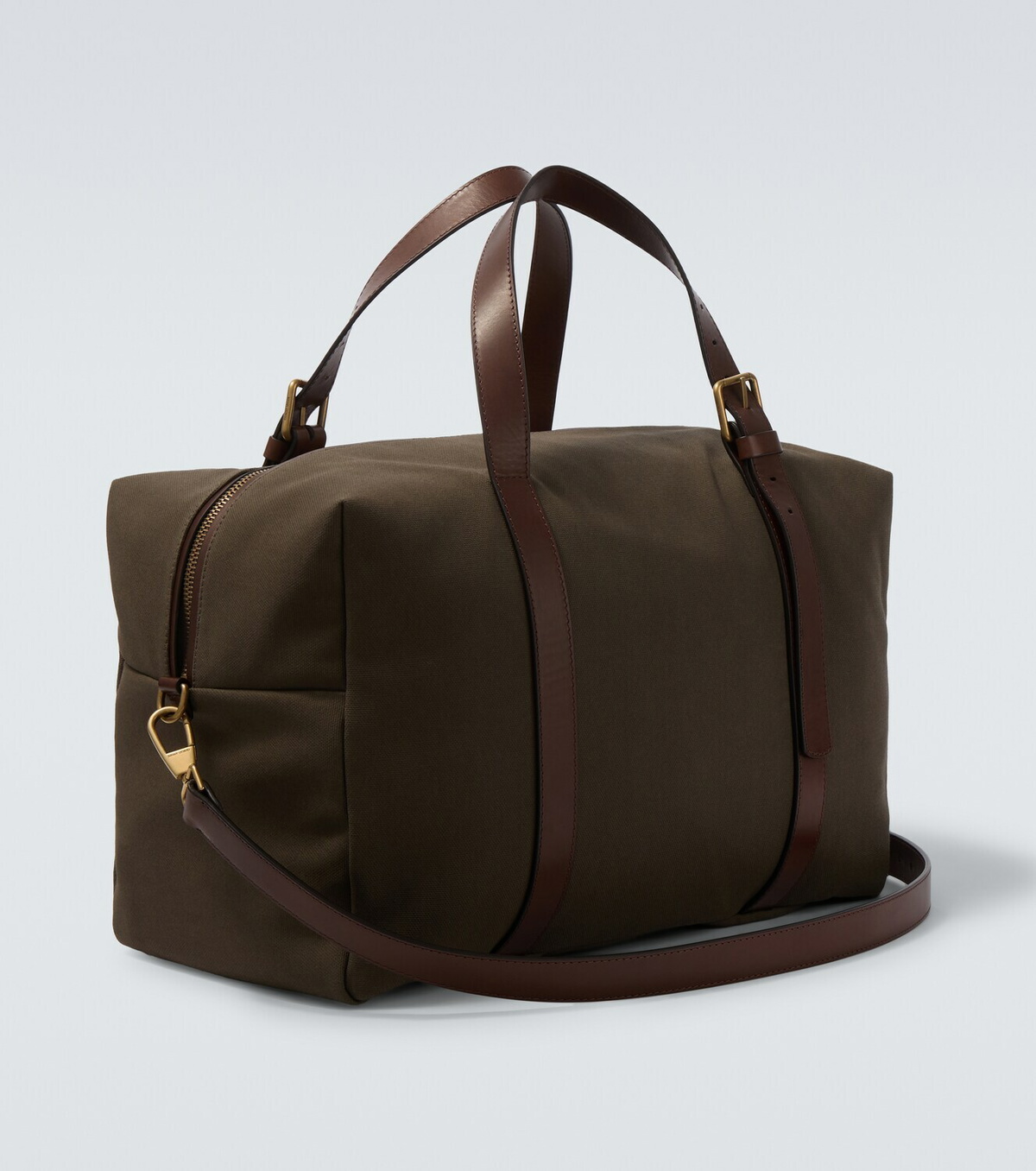 Giorgio Armani Leather-trimmed canvas duffel bag