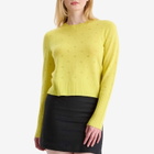 GUEST IN RESIDENCE Women's Shrunken Pointelle Crew Sweater in Lemon
