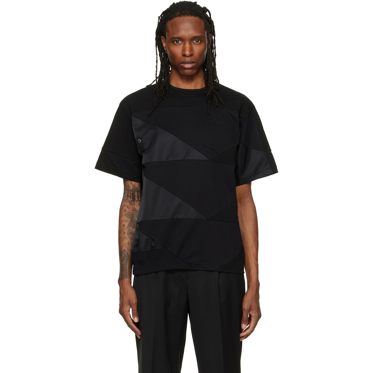 sacai Black Cotton Jersey Long Sleeve T-shirt Sacai