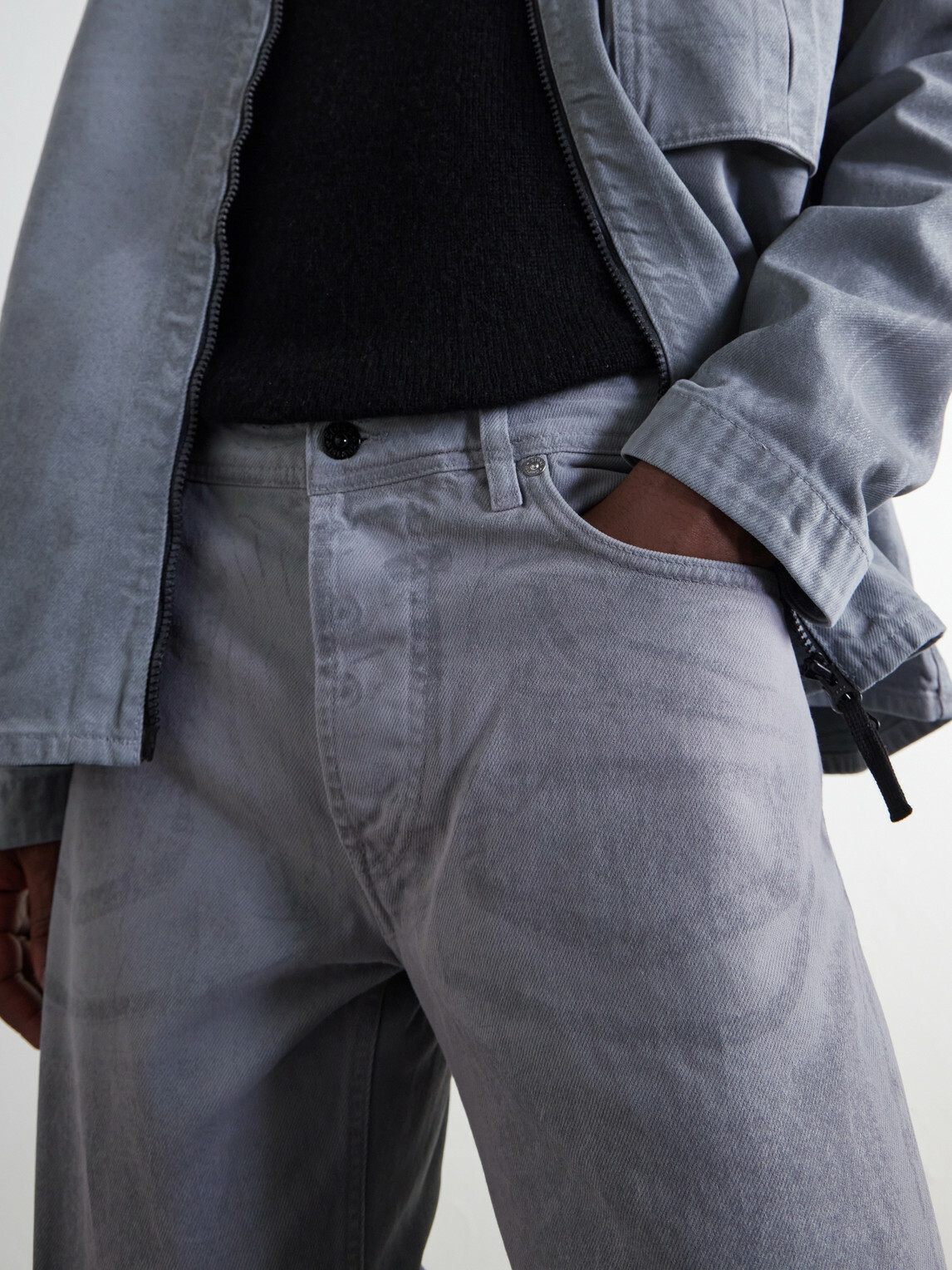 Stone Island - DENIM Straight-Leg Corroded Bull Denim-TC Jeans - Gray