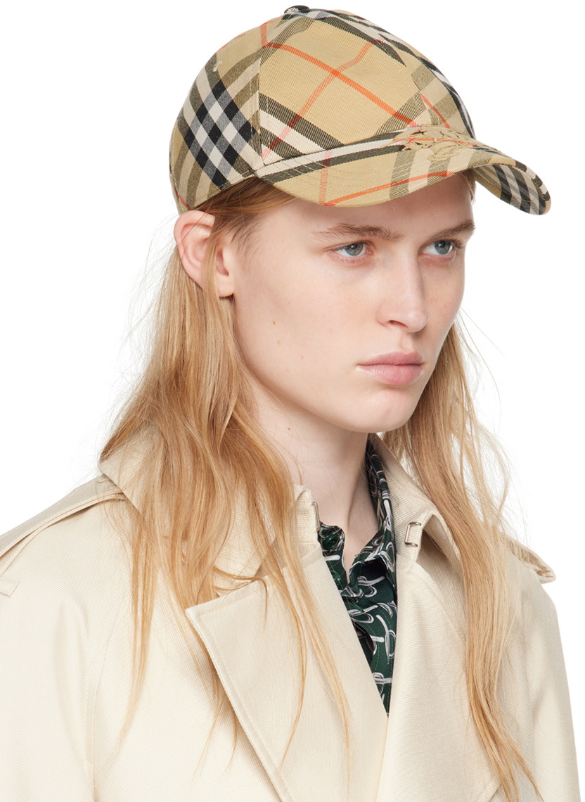Burberry Beige Check Baseball Cap Burberry