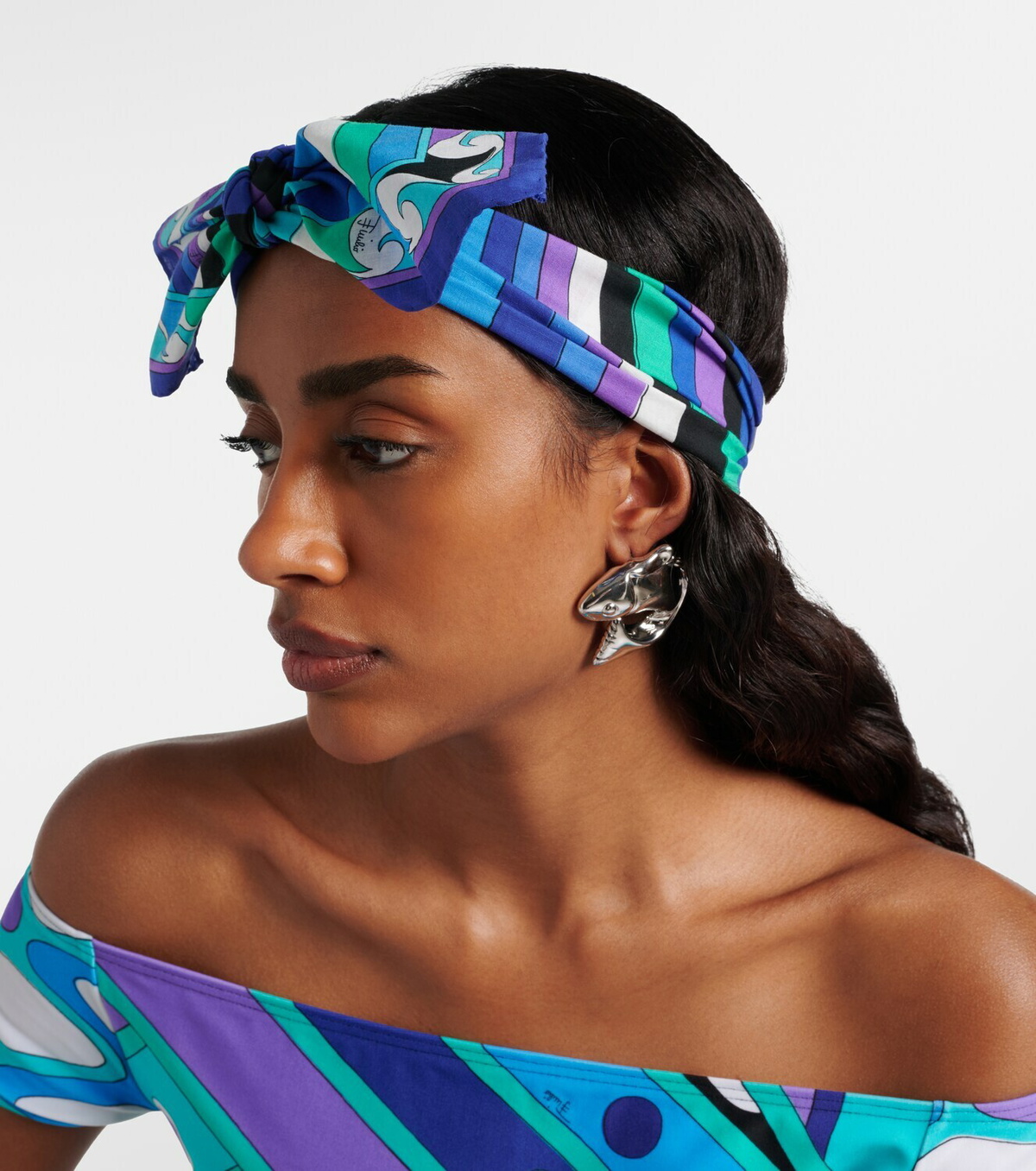 Pucci Iride bow-deatil cotton head wrap