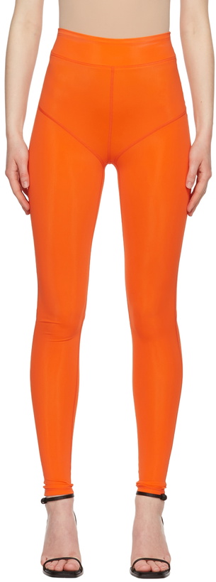 Photo: Pushbutton Orange Lined Leggings