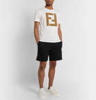 Fendi - Logo Webbing-Trimmed Loopback Cotton-Jersey Drawstring Shorts - Black