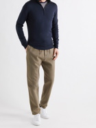 JOHN SMEDLEY - Barrow Mélange Merino Wool Half-Zip Sweater - Blue