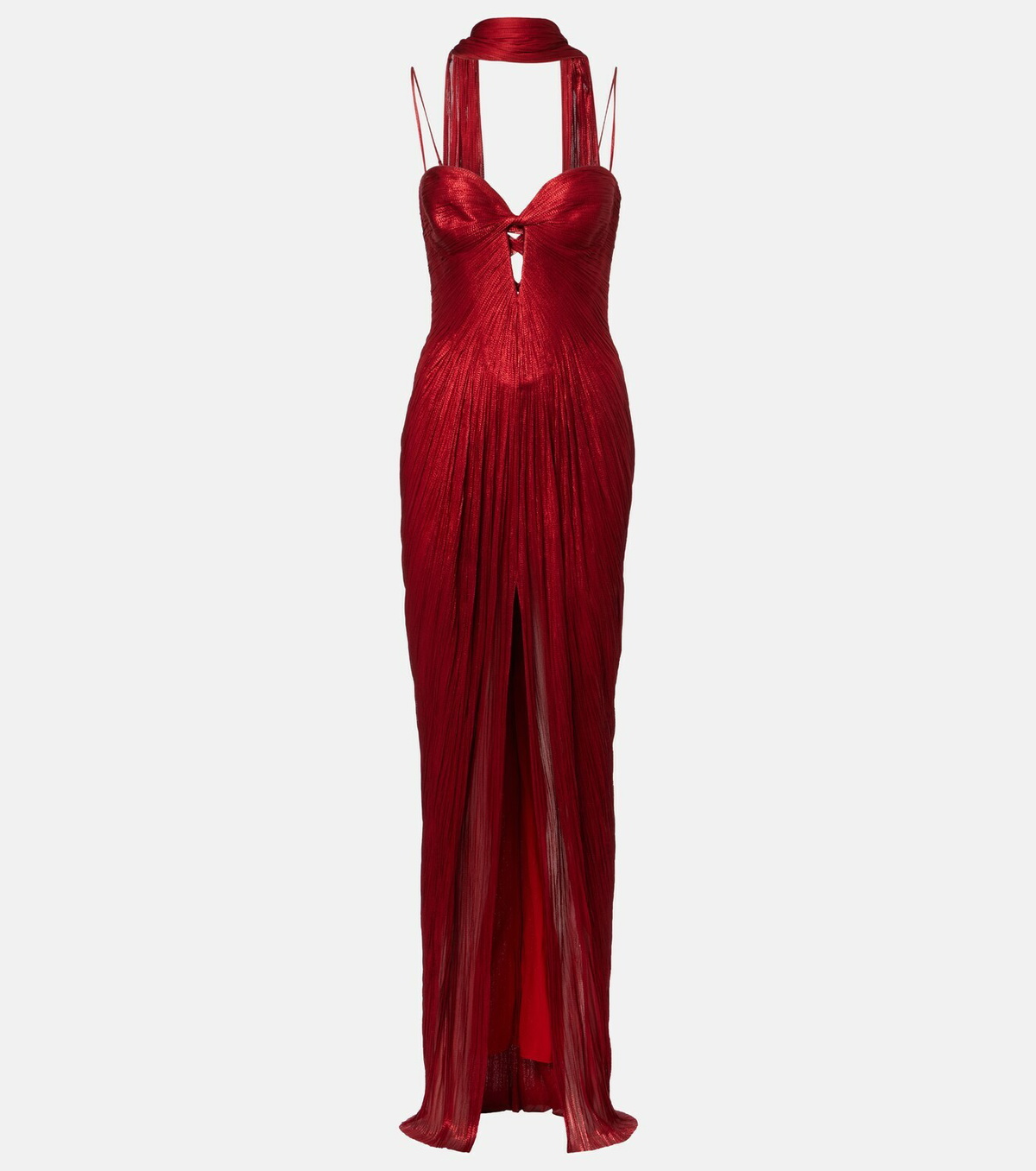 Maria Lucia Hohan Pleated scarf-detail silk bustier gown