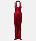 Maria Lucia Hohan Pleated scarf-detail silk bustier gown