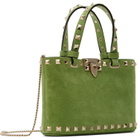 Valentino Garavani Green Rockstud Mini Suede Shopping Tote
