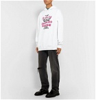 VETEMENTS - Oversized Printed Loopback Cotton-Jersey Hoodie - White