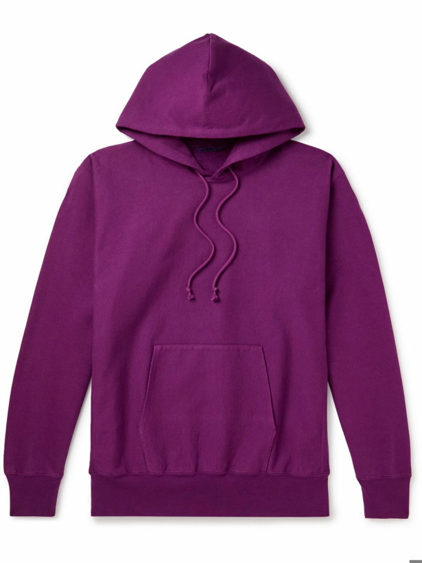 Photo: Auralee - Super Milled Garment-Dyed Cotton-Blend Jersey Hoodie - Purple