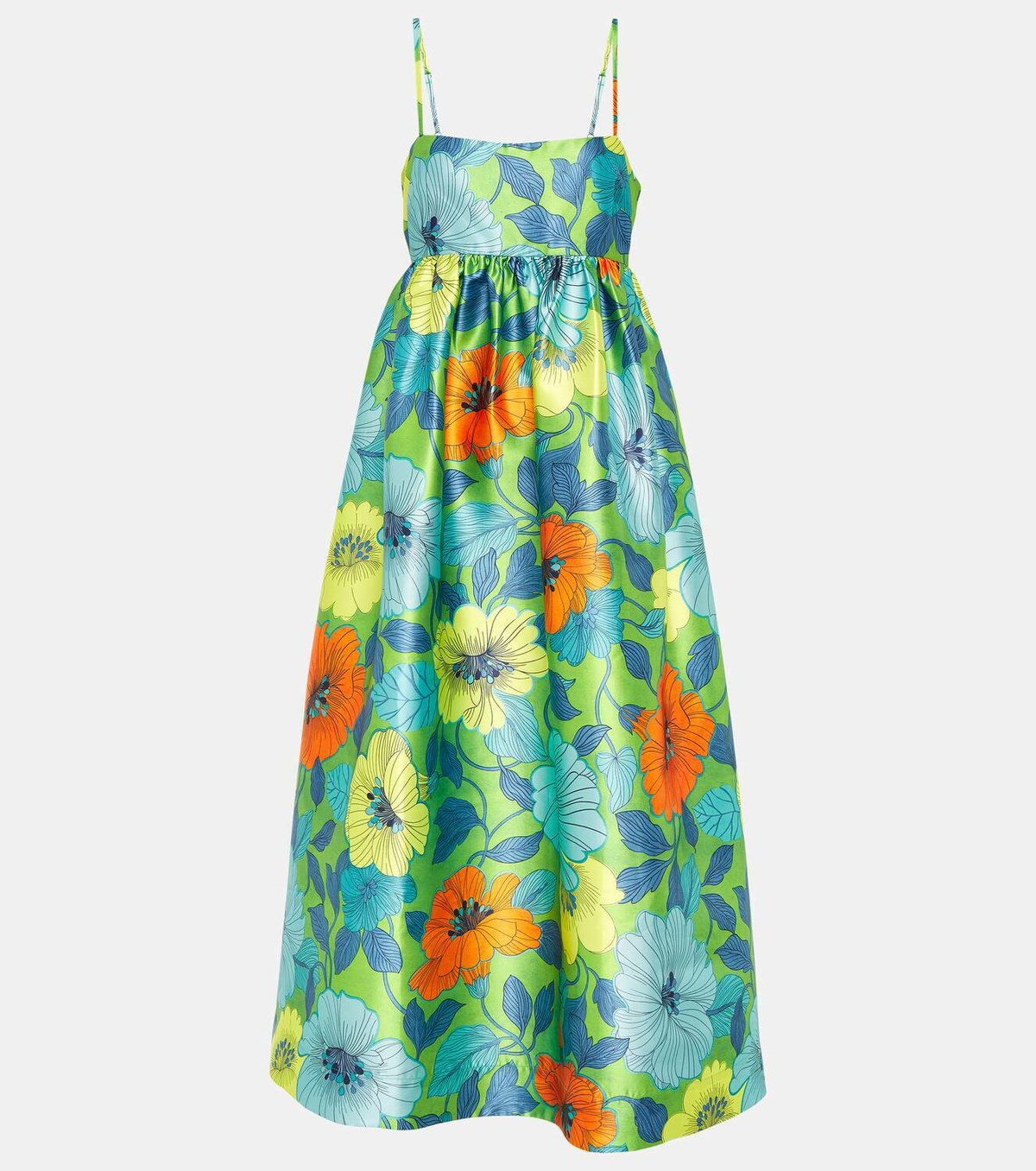 knee length dresses for ladies Framed In Floral Satin Midi Dress main image 0