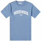 Wood Wood Men's Bobby Arch Logo T-Shirt in Blue Marl