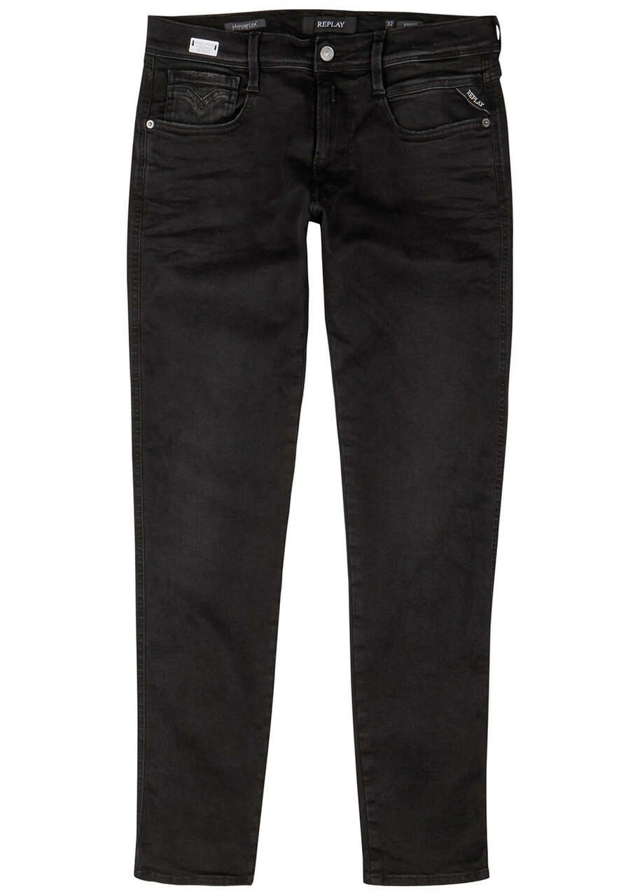Replay Anbass Hyperflex Clouds Slim-leg Jeans Black