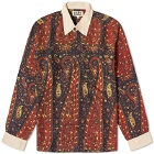 Karu Research Men's Hand Block Paisley Polo Shirt in Black/Red/Gold