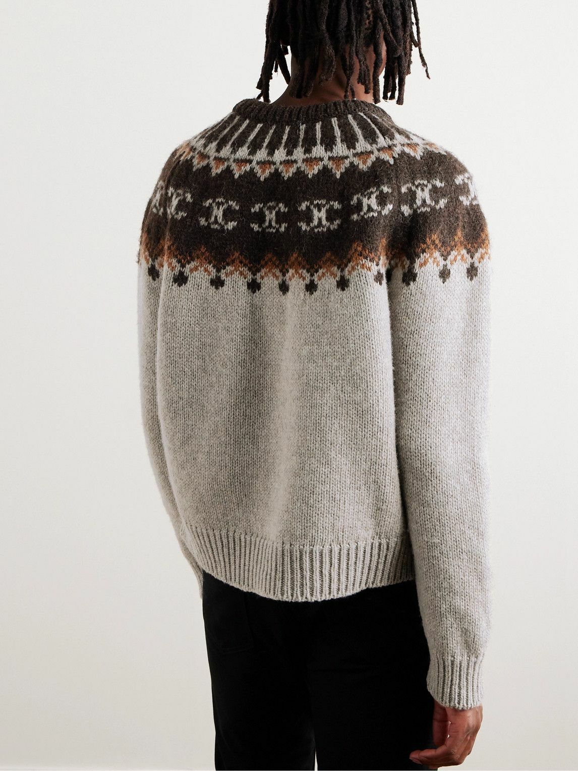 CELINE - Fair Isle Wool Sweater - Gray